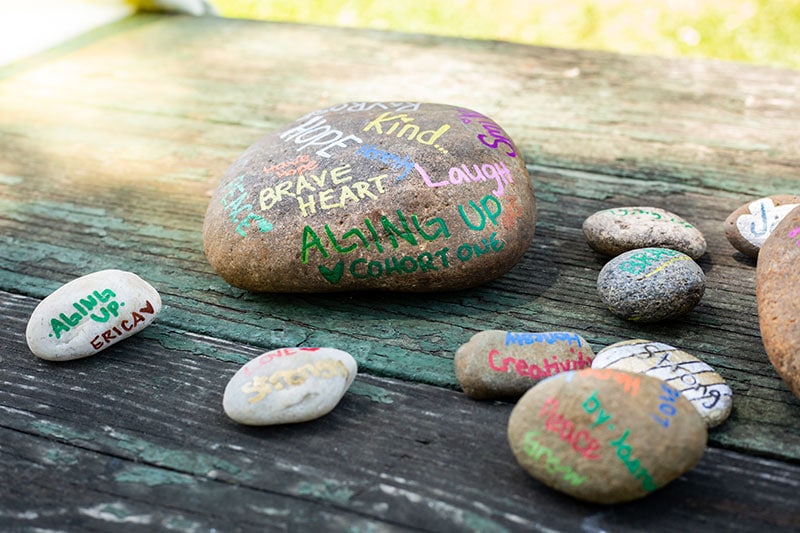 Messages painted on rocks