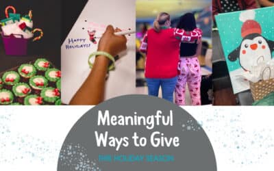 Holiday Season Giving examples of a gift, handwritten greeting card and mentor with youth