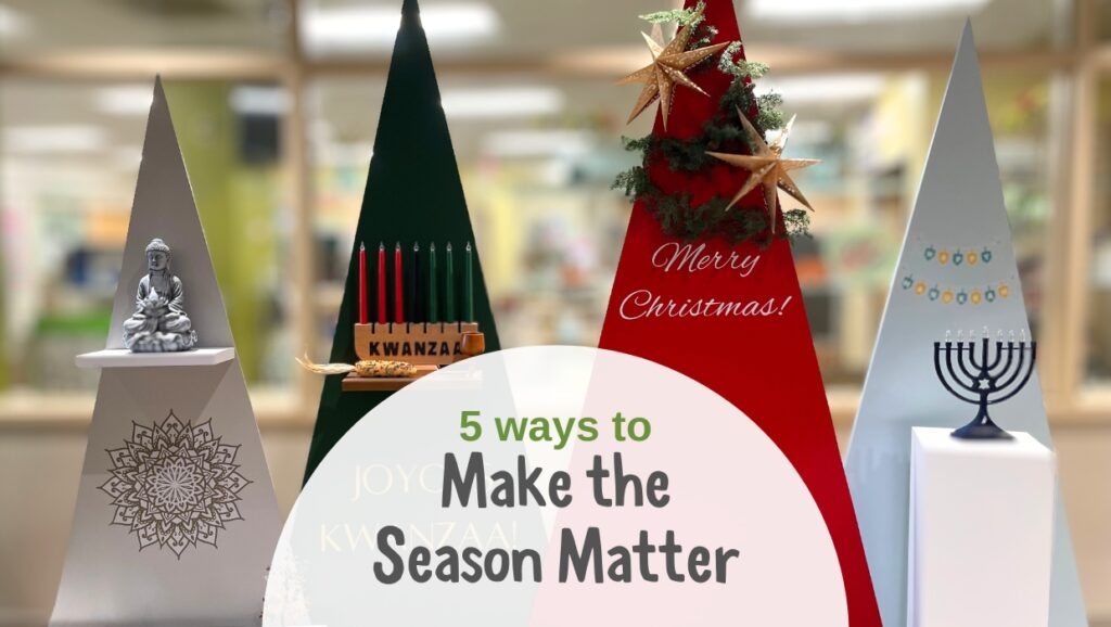 Four triangles representing the major winter holidays of the season