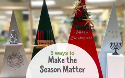 Four triangles representing the major winter holidays of the season