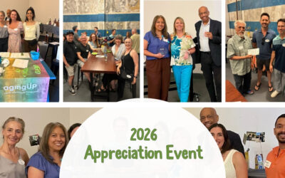 A collage of group photos from the event
